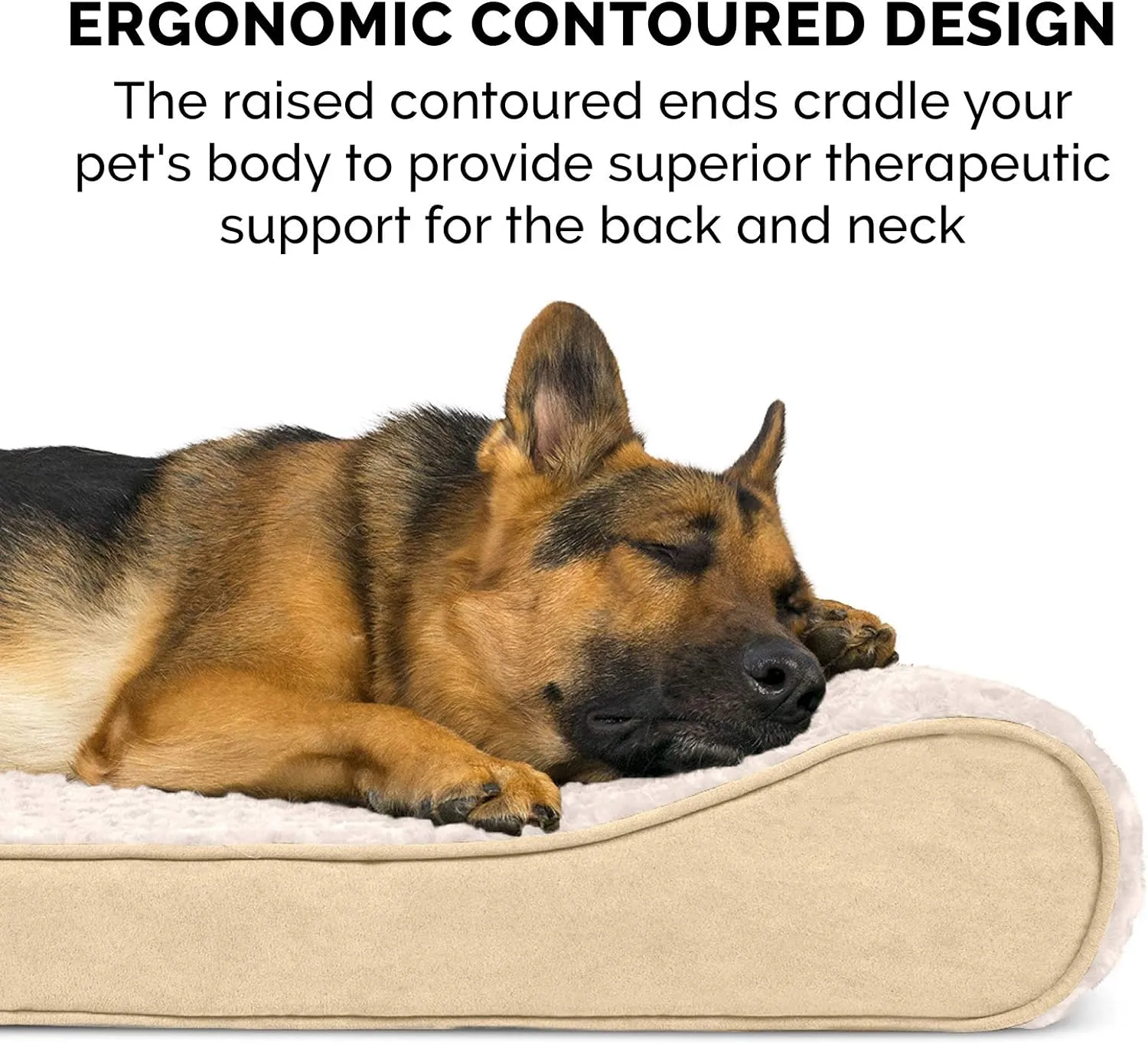 Furhaven Cooling Gel Dog Bed for Large/Medium Dogs w/ Removable Washable Cover, For Dogs Up to 38 lbs - Ultra Plush Faux Fur & Suede Luxe Lounger Contour Mattress - Cream, Large