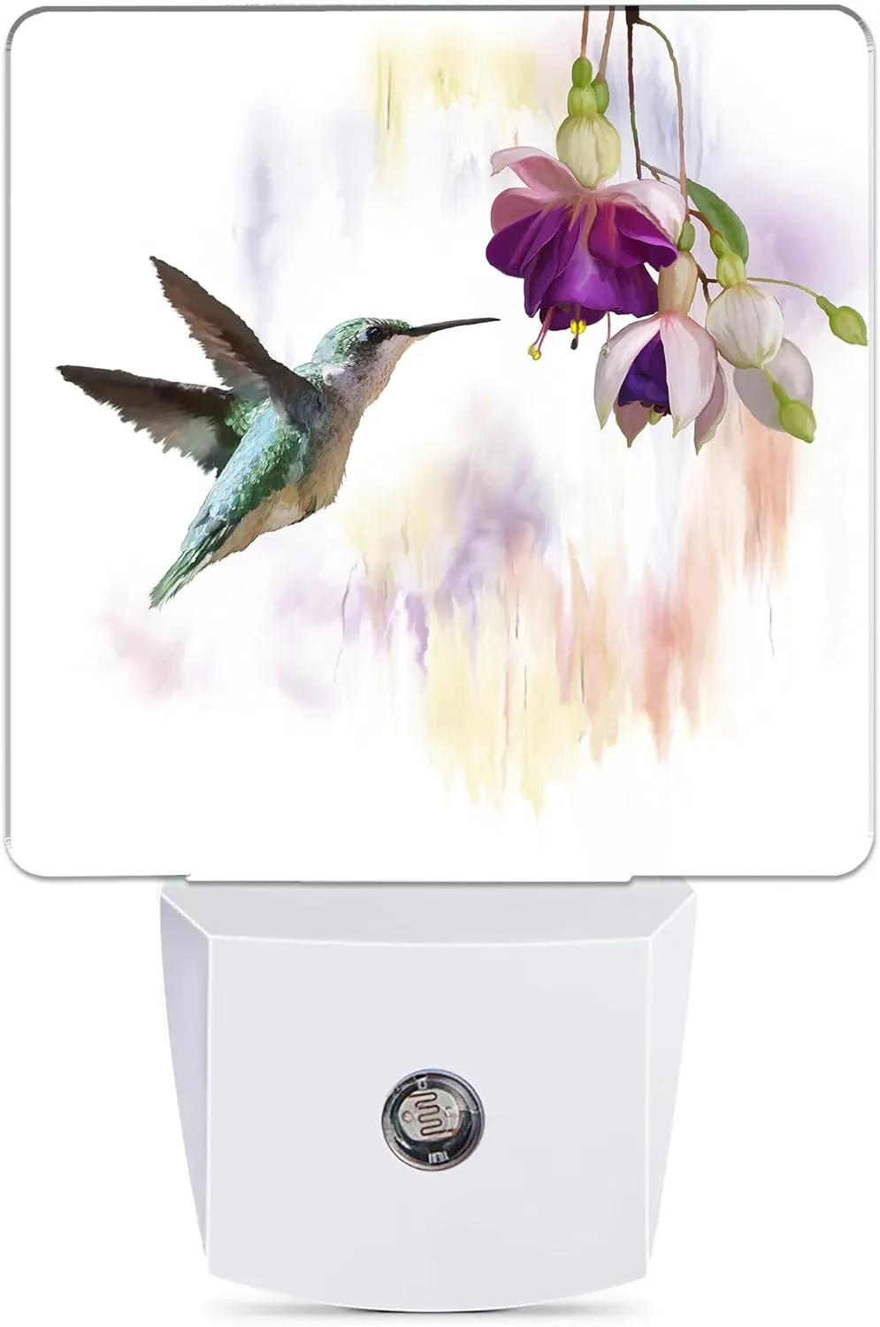Groovy Hummingbird Flowers Dusk to Dawn Night Light, Auto Sensor Lamp Home Indoor Stairway Kitchen Corridor, Night Lights Plug into Wall Decor, Boys Girls Women Men Room Gifts