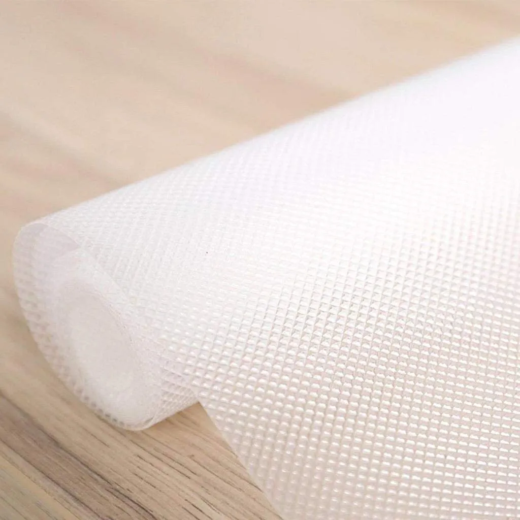 Heart Home Multipurpose Diamond Textured Super Strong Anti-Slip Mat Liner, Size 45X150 Cm (1.50 Meter Roll, White) HEART248