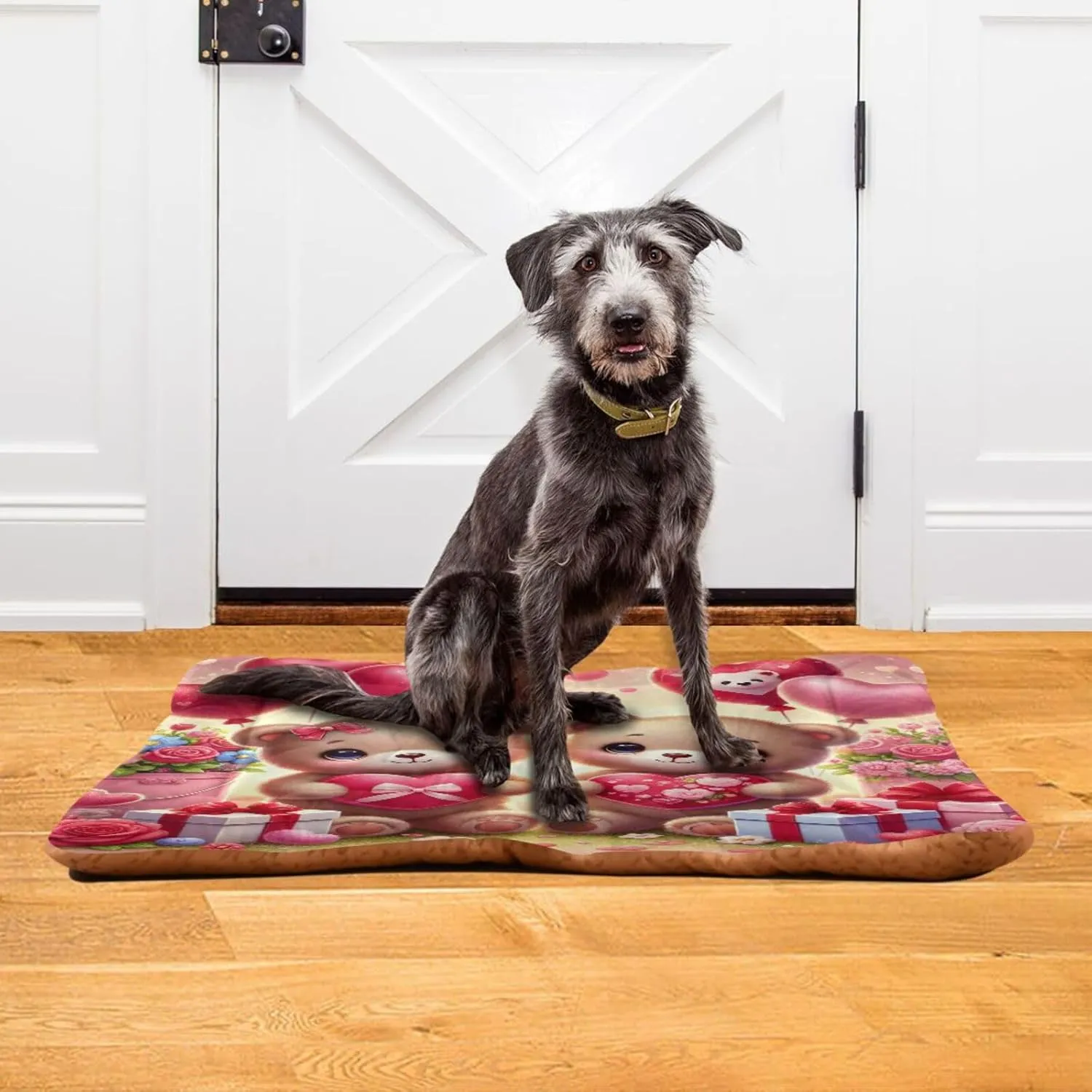 Joko Ivery Bears Heart Valentines Dog Cat Bed for Crate Soft Crate Pad Machine Washable Sleeping Mats Anti Slip Crate Mat for Puppy Dogs Cats Indoor Pet Supplies 2418 in