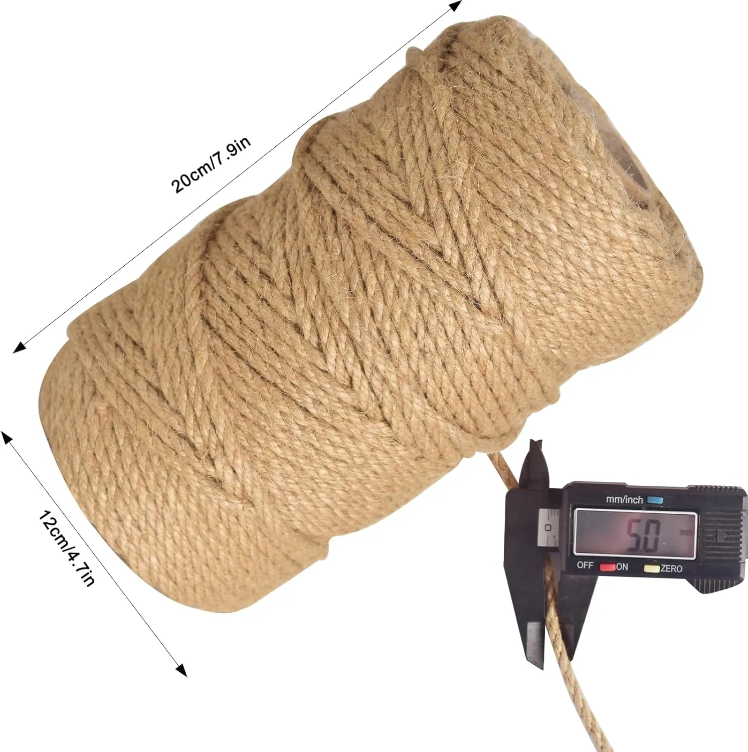 Jute Twine Rope 1/5 Inch 328 ft Natural Twine for Craft Projects Cat Scratcher Scratching Post Tree Gardening Art Artworks Home Decoration Bulk Heavy-Duty Wedding Decor, Brown(5mm,100m)
