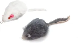 Kats'N Us Fur Mouse Teaser Wand Cat Toy Refill Teaser Attachement - Rattle Sound - 2 Pak