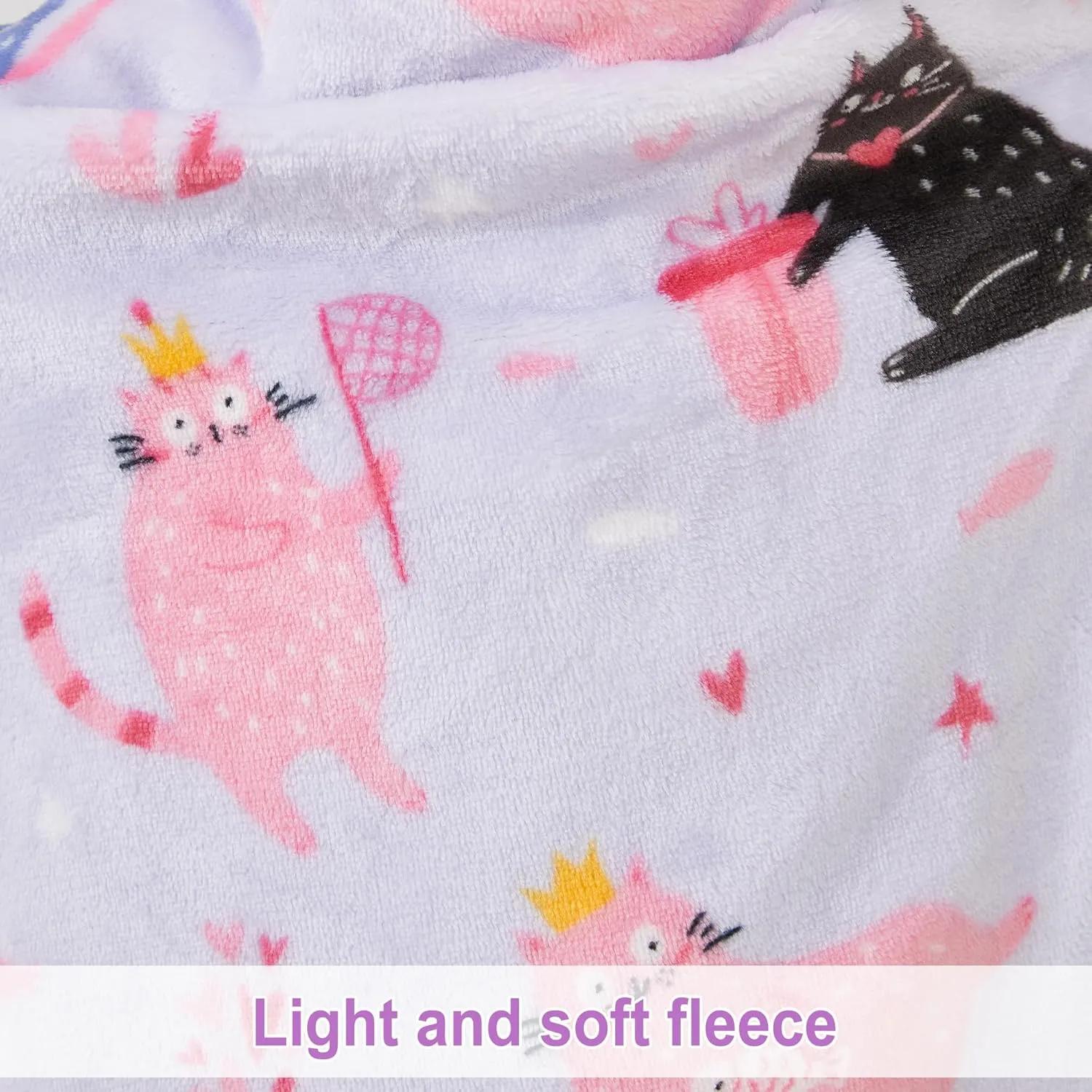 Kids Snuggies Wearable Fleece Blanket with Sleeves & Foot Pocket for Kids Girls Boys, Lightweight Soft Blanket, Cat