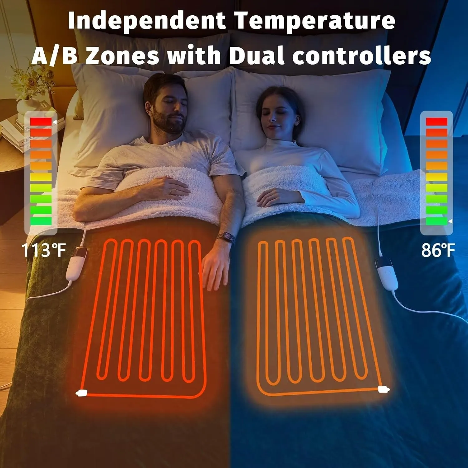 King Size Heated Electric Blanket - 90" x 108" with Dual Control, 10 Heating Levels & 8 Hours Auto Off, Soft Warm Flannel Gifts with Over-Heat Protection, ETL & FCC Certified