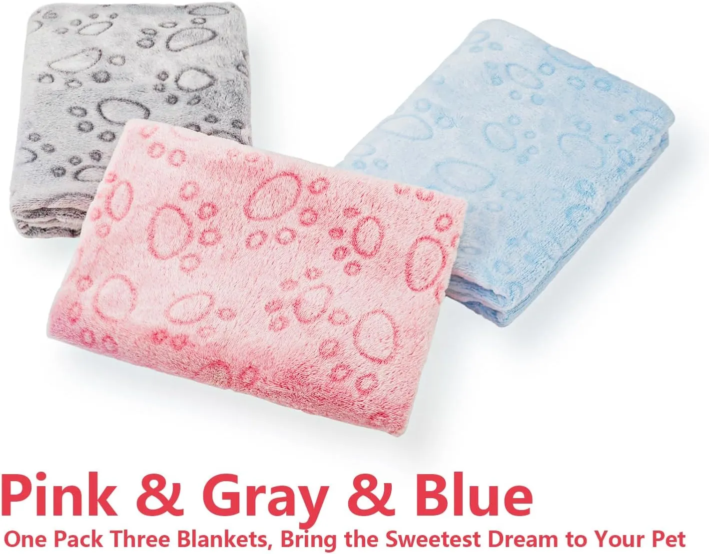 LeapSheep Pet Blankets for Dogs Cats - 3Pack Heart Pattern Super Soft Fluffy Dog Blankets for Small Medium Large Doggy Kitten (Light, Large)