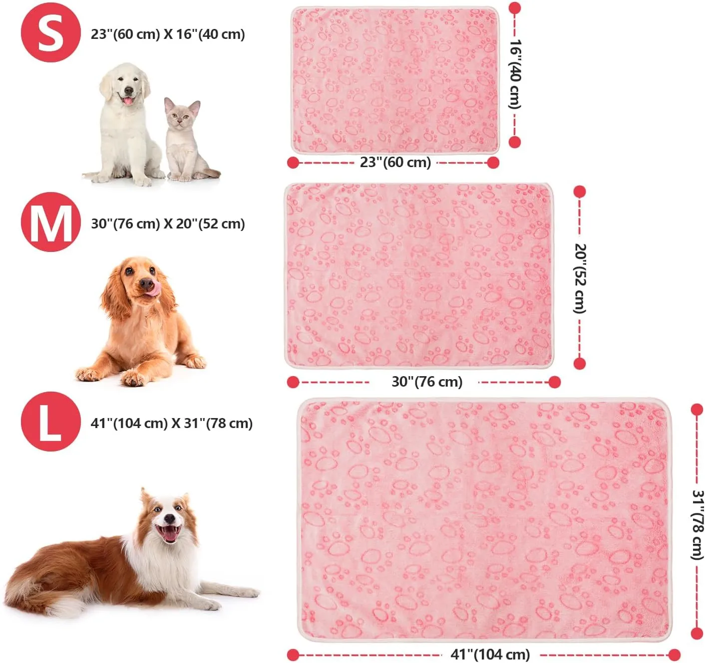 LeapSheep Pet Blankets for Dogs Cats - 3Pack Heart Pattern Super Soft Fluffy Dog Blankets for Small Medium Large Doggy Kitten (Light, Large)