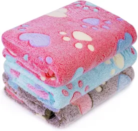 LeapSheep Pet Blankets for Dogs Cats - 3Pack Heart Pattern Super Soft Fluffy Dog Blankets for Small Medium Large Doggy Kitten(Heart, Large)
