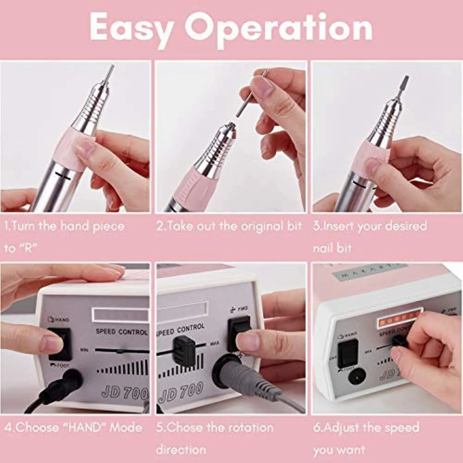 Makartt Geneviere Electric Nail Drill Machine with Nail Drill Bits Holder Dustproof Stand Bundle