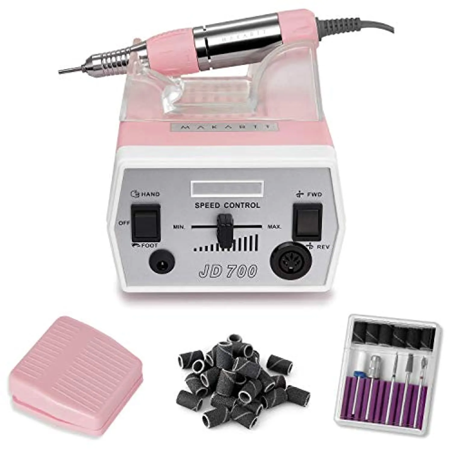 Makartt Geneviere Electric Nail Drill Machine with Nail Drill Bits Holder Dustproof Stand Bundle
