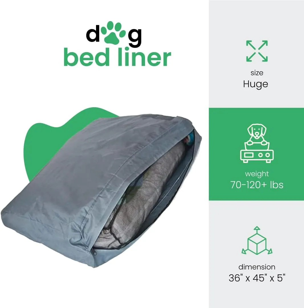 Molly Mutt Water-Resistant Dog Bed Liner, Polyester Bed Liner for Dogs, Easy to Clean, Gray, Huge, 36x 45x 4.75