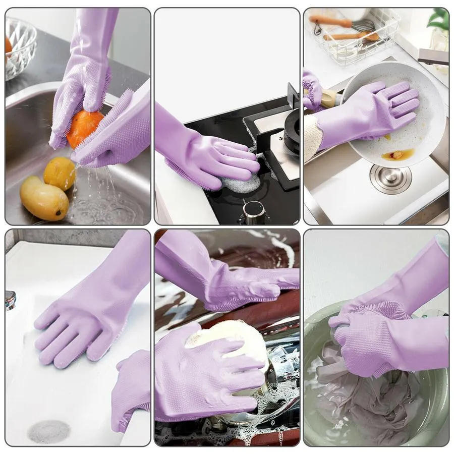 Multi-purpose Magic Silicone Dish Washing Scrubber Cleaning Gloves