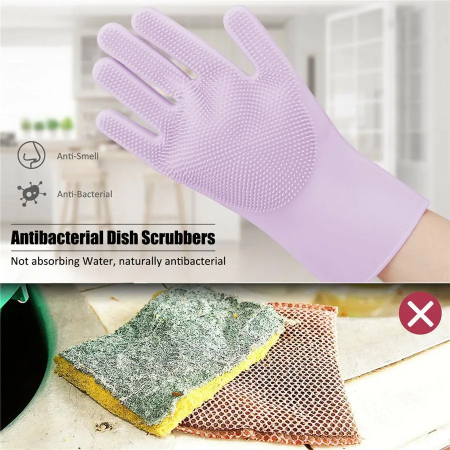 Multi-purpose Magic Silicone Dish Washing Scrubber Cleaning Gloves