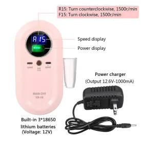 Nail dryers portable rechargeable electric professional art ceramic nail bits|electric manicure drills pink