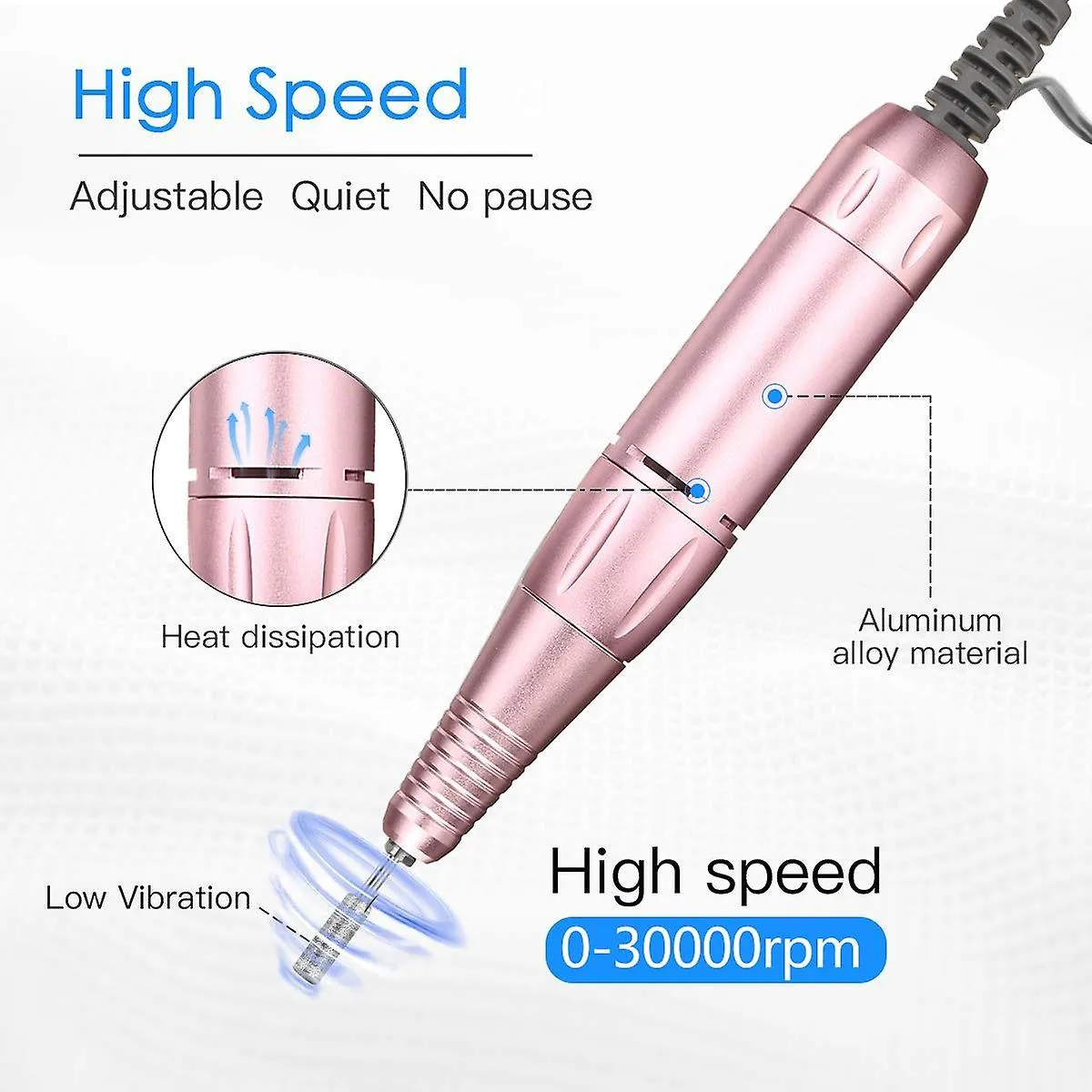 Nail dryers portable rechargeable electric professional art ceramic nail bits|electric manicure drills pink
