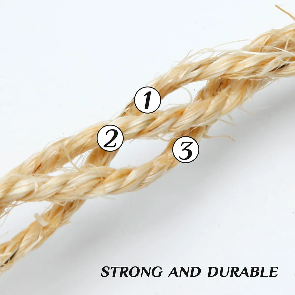 Natural Sisal Rope 1/4 Inch by 32-Feet for Cat Scratching Post Tree Tower Replacement Repair and Replace, DIY Hemp Twine Rope for Kittens Shelves Furniture Window Bed Perch House, 6mm by 10m