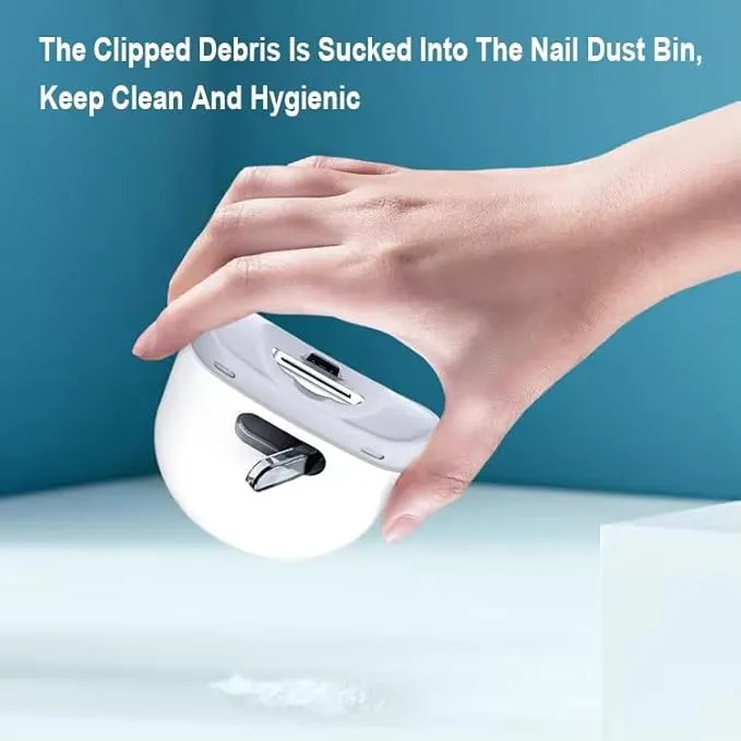 New D603 Automatic Electric Nail Trimmer/Clipper with LED Light & 2 Speeds with Nail Scraps Storage, USB-C Rechargeable Fingernail Clipper/Trimmer for Adults, White