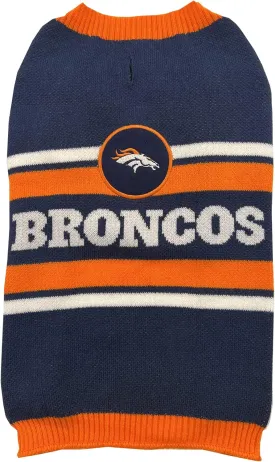 NFL Denver Broncos Dog Sweater, Size Small. Warm and Cozy Knit Pet Sweater with NFL Team Logo, Best Puppy Sweater for Large and Small Dogs