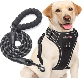 No Pull Dog Harness Adjustable Reflective Oxford Easy Control Medium Large Dog Harness with A Free Heavy Duty 5ft Dog Leash (M (Neck: 14.5"-20.5", Chest: 22"-28"), Black Harness Leash) No Pull Dog Harness Adjustable Reflective Oxford Easy Control Medium Large Dog Harness with A Free Heavy Duty 5ft Dog Leash (M (Neck: 14.5"-20.5", Chest: 22"-28"), Black Harness Leash)