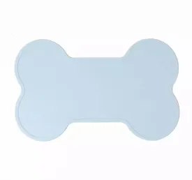 Non Slip Raised Lip Bone Pet Feeding Mat - Dusty Blue