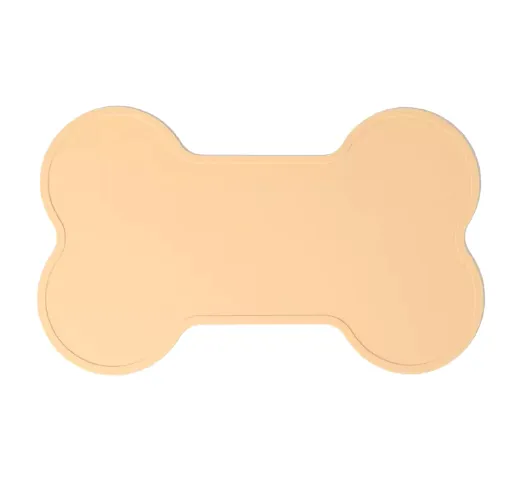 Non Slip Raised Lip Bone Pet Feeding Mat - Soft Mauve