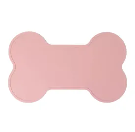 Non Slip Raised Lip Bone Pet Feeding Mat - Soft Mauve