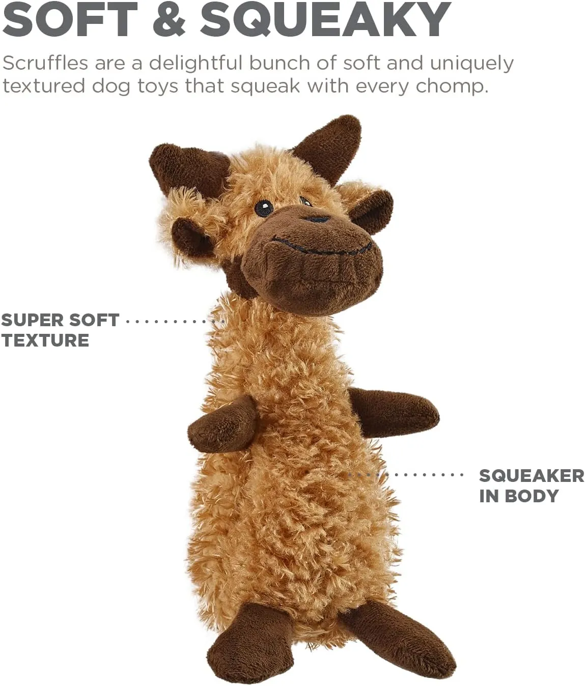 Outward Hound Scruffles Moose Plush Squeaky Dog Toy, Small
