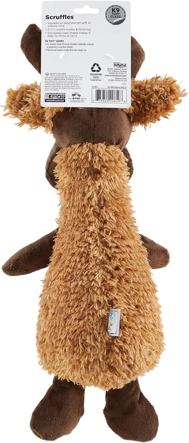 Outward Hound Scruffles Moose Plush Squeaky Dog Toy, Small