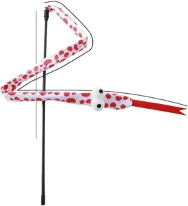 PetPhindU Cat Teaser Wand Toy for Indoor Cats, Cute Mesh Snake & Crinkle Plush Fabric Kitten Wand Kitty Toys Interactive Play Chase Exercise Wand String Toys Cat Toys (16.14 29.13inch,Red)