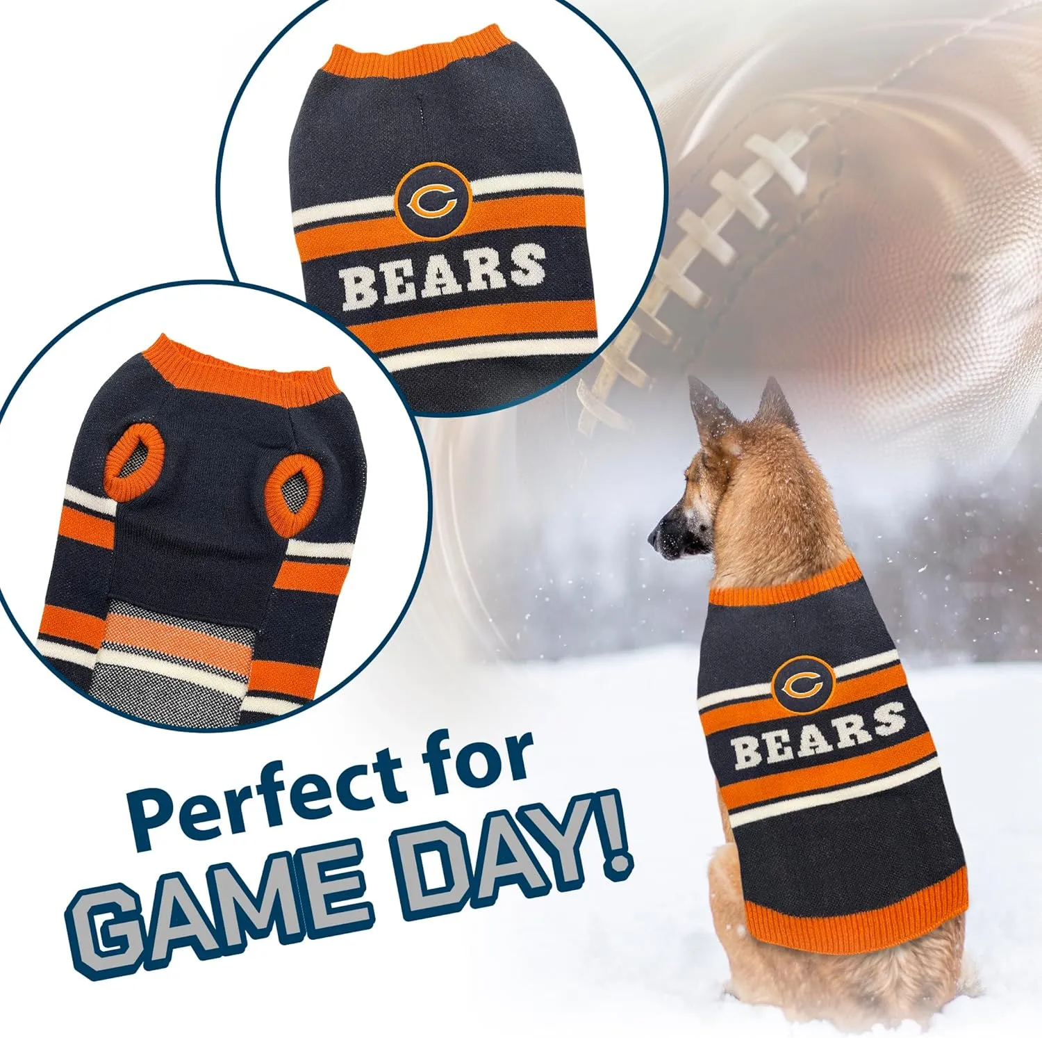 Pets First NFL Chicago Bears Dog Sweater, Size Small. Warm and Cozy Knit Pet Sweater with NFL Team Logo, Best Puppy Sweater for Large and Small Dogs, Team Color (CHI-4179-SM)