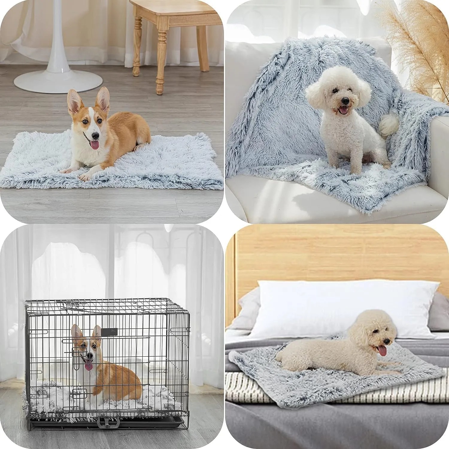 PJYuCien Throw Blanket for Dogs & Cats - Grey Puppy Kitten Blanket, Fluffy Fleece Calming Pet Throw Blanket, Medium Size 24in x 32in, Soft Warm for Indoor, Machine