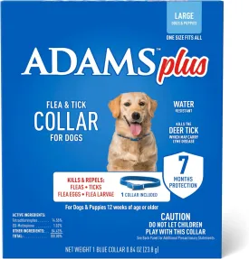 Plus Flea & Tick Collar for Dogs, 7-Month Protection, Adjustable Collar Fits Large Dogs & Puppies, Kills & Repels Fleas, Flea Eggs, Flea Larvae and Ticks, Kills Tick Larvae and Tick Nymphs, Blue