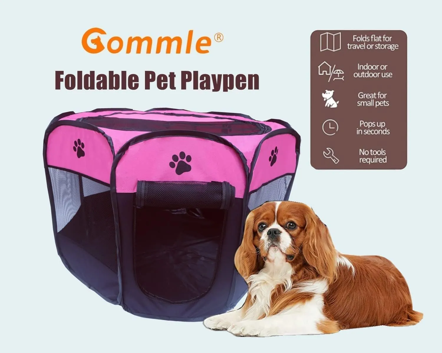 Portable Pet Playpen for Small Cat Dog Puppy Rabbit,Cat Kitten Playpen Indoor Outdoor with Carrying Case,Waterproof Bottom and Removable Zipper Top (S(28.7" x 28.7" x 16"), Rose)
