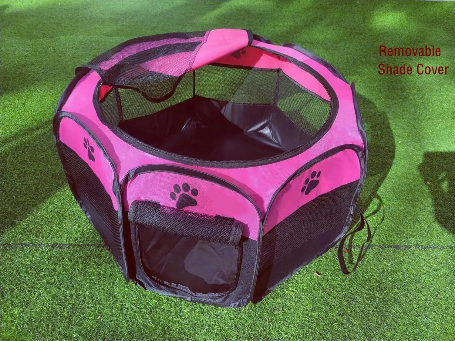 Portable Pet Playpen for Small Cat Dog Puppy Rabbit,Cat Kitten Playpen Indoor Outdoor with Carrying Case,Waterproof Bottom and Removable Zipper Top (S(28.7" x 28.7" x 16"), Rose)