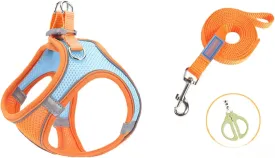 PROBUSINES- Step-in Air Dog Harness-All Weather Mesh,Reflective,No Pull Harness for Small, Medium Dogs, Cats - Secure with Hook & Loop Fastener Buckle Double D-Rings-Blue and Orange Color Matching