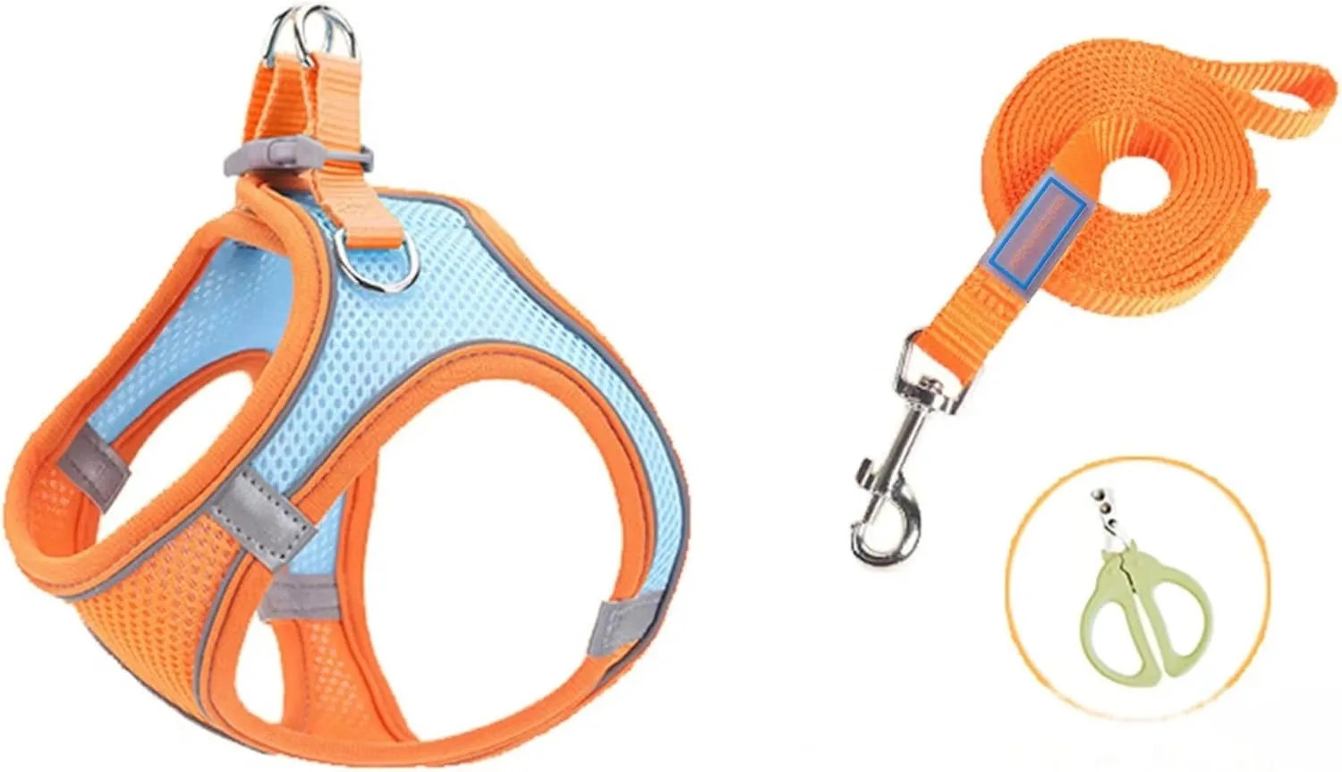 PROBUSINES- Step-in Air Dog Harness-All Weather Mesh,Reflective,No Pull Harness for Small, Medium Dogs, Cats - Secure with Hook & Loop Fastener Buckle Double D-Rings-Blue and Orange Color Matching