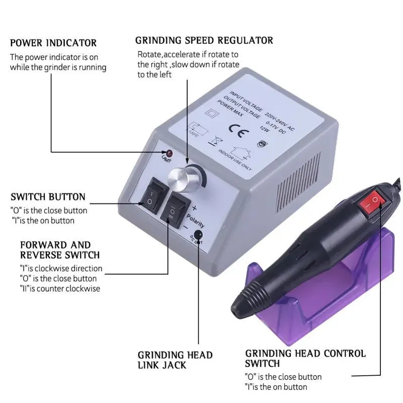 Professional 20000 RPM Nail Drill Machine Electric Nail Drill Electric Nail File Set Pedicure Tools Manicure Grinder For Acrylic Gel Nails