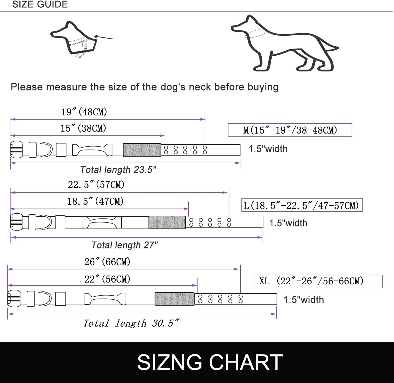 Reflective Dog Collar Heavy Duty Tactical with Control Handle and Metal Buckle for Dog Training(Large, Black)