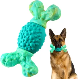 Rensh Tough Dog Chew Toys for Medium and Large Breeds, Sturdy Dog Toys for Aggressive Chewers, Nearly Indestructible Bones Toy for Super Chewers Long Lasting, Teeth Cleaning & Milk Flavored Green