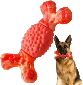 Rensh Tough Dog Chew Toys for Medium and Large Breeds, Sturdy Dog Toys for Aggressive Chewers, Nearly Indestructible Bones Toy for Super Chewers Long Lasting, Teeth Cleaning & Milk Flavored (Orang)