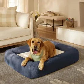 Ruggable Large Dog Bed Indestructible Washable Waterproof Cover Calming Memory Foam, Crate for Big Dogs - 44 inch, up to 80lbs, Non Slip Couch, Premium Donut Sides Navy size: XL, L