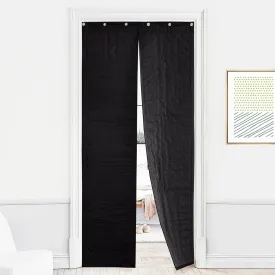 RYB HOME Magnetic Soundproof Blanket Cold Thermal Insulating 100% Blackout Door Curtain Windproof Draft Block Divider for Doorway, Glass Window, Wide 36 x Long 82 inches, Black