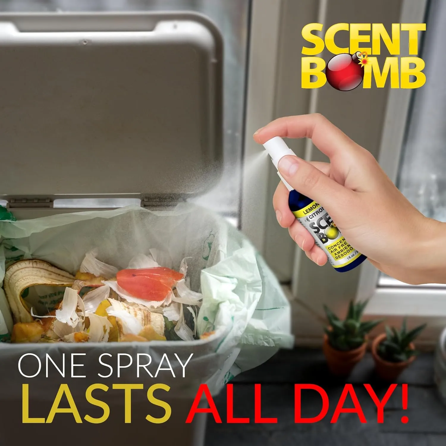 Scent Bomb Air Freshener Spray, Long-Lasting Odor Eliminator - Effective Deodorizer for Home & Car, Fresh Room Spray for Kitchen, Bathroom & Smell Neutralizer - 1 oz Pack of 4, Lemongrass Scent