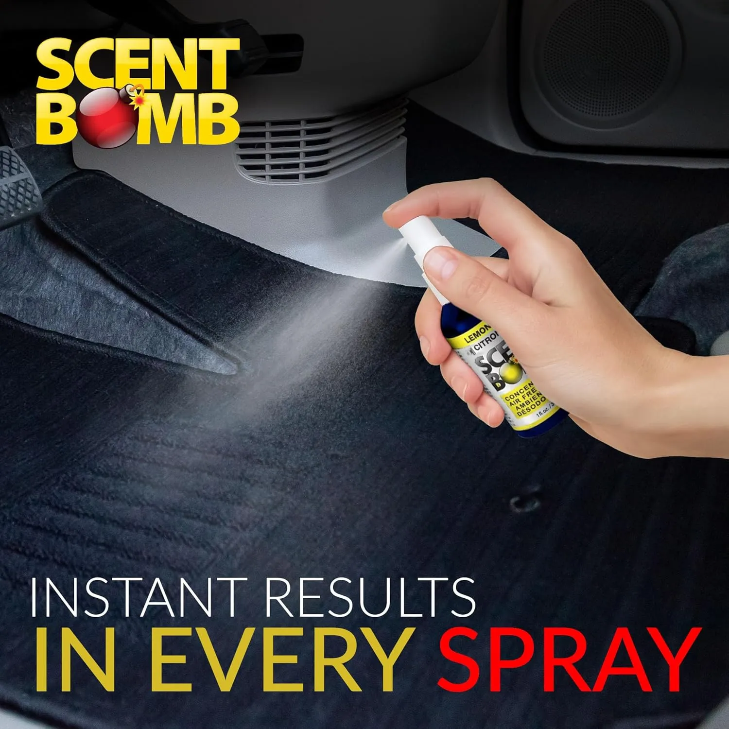 Scent Bomb Air Freshener Spray, Long-Lasting Odor Eliminator - Effective Deodorizer for Home & Car, Fresh Room Spray for Kitchen, Bathroom & Smell Neutralizer - 1 oz Pack of 4, Lemongrass Scent