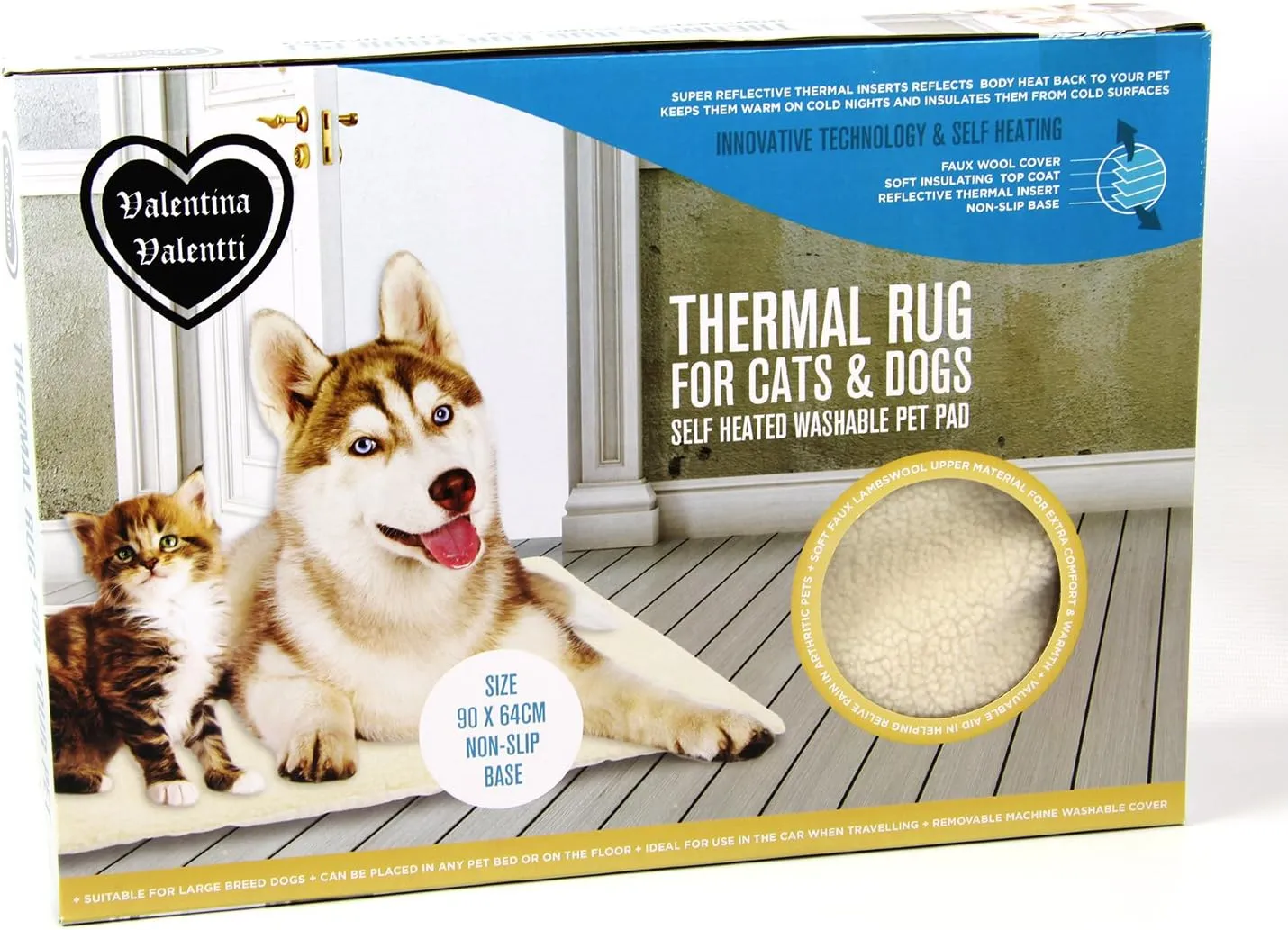 Self Heating Thermal Pet Pad, Rug or Bed for Cats and Large Dogs, Large Size