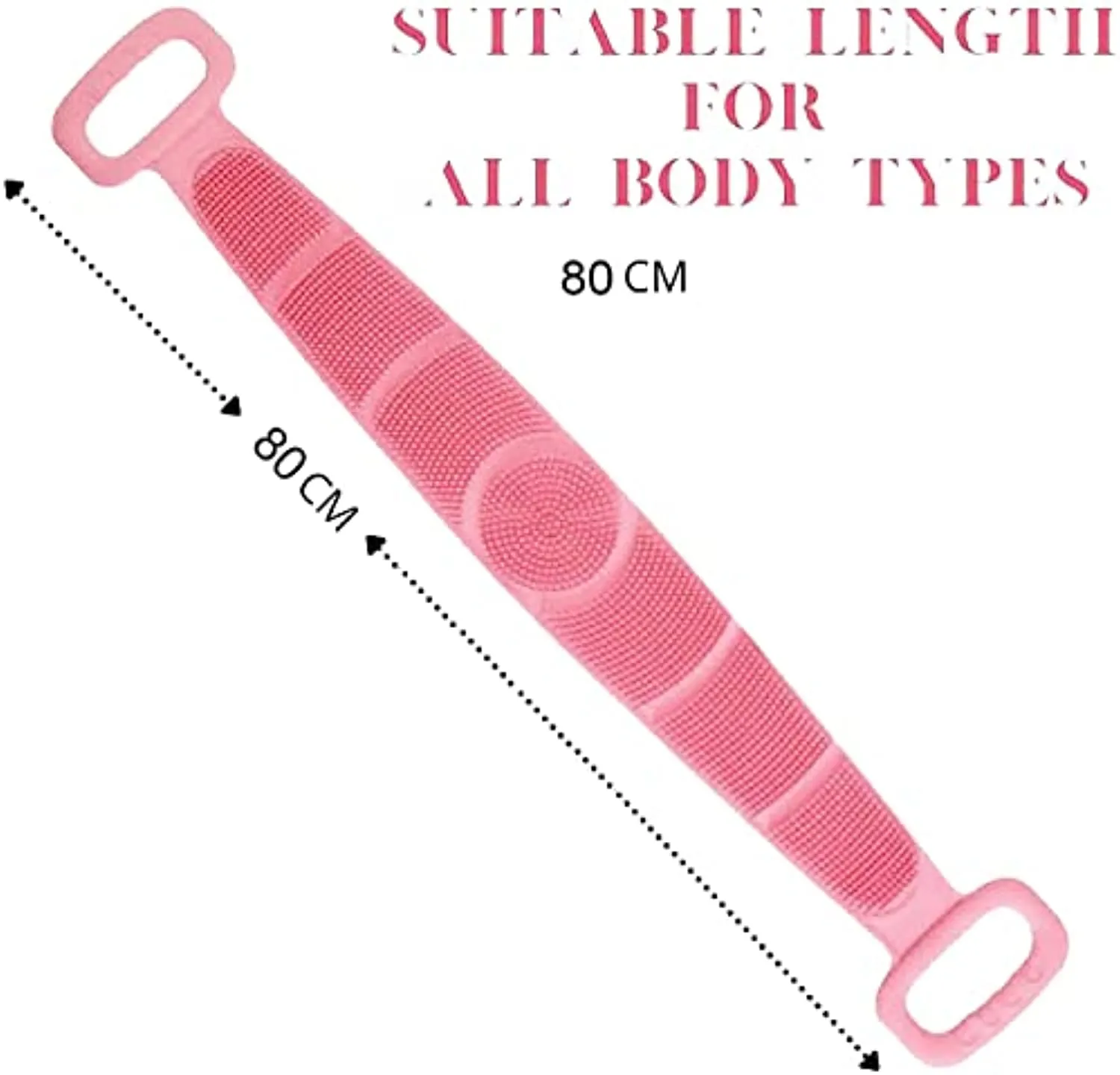 Silicone Back Scrubber Belt (80cm) – Extra Long-Double-Sided Bath Scrub Strap Gently Massages and Exfoliates Skin (80CM)