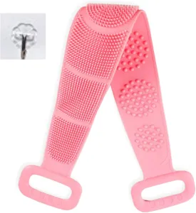 Silicone Back Scrubber Belt (80cm) – Extra Long-Double-Sided Bath Scrub Strap Gently Massages and Exfoliates Skin (80CM)