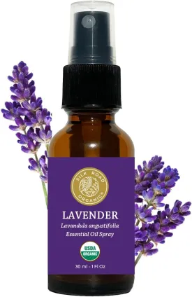 Silk Road Organic Lavender Essential Oil Spray, Lavandula Angustifolia, 100% Pure USDA Certified Aromatherapy for Calming, Relaxation & Skin  1 oz Spray - Always Pure, Always Organic