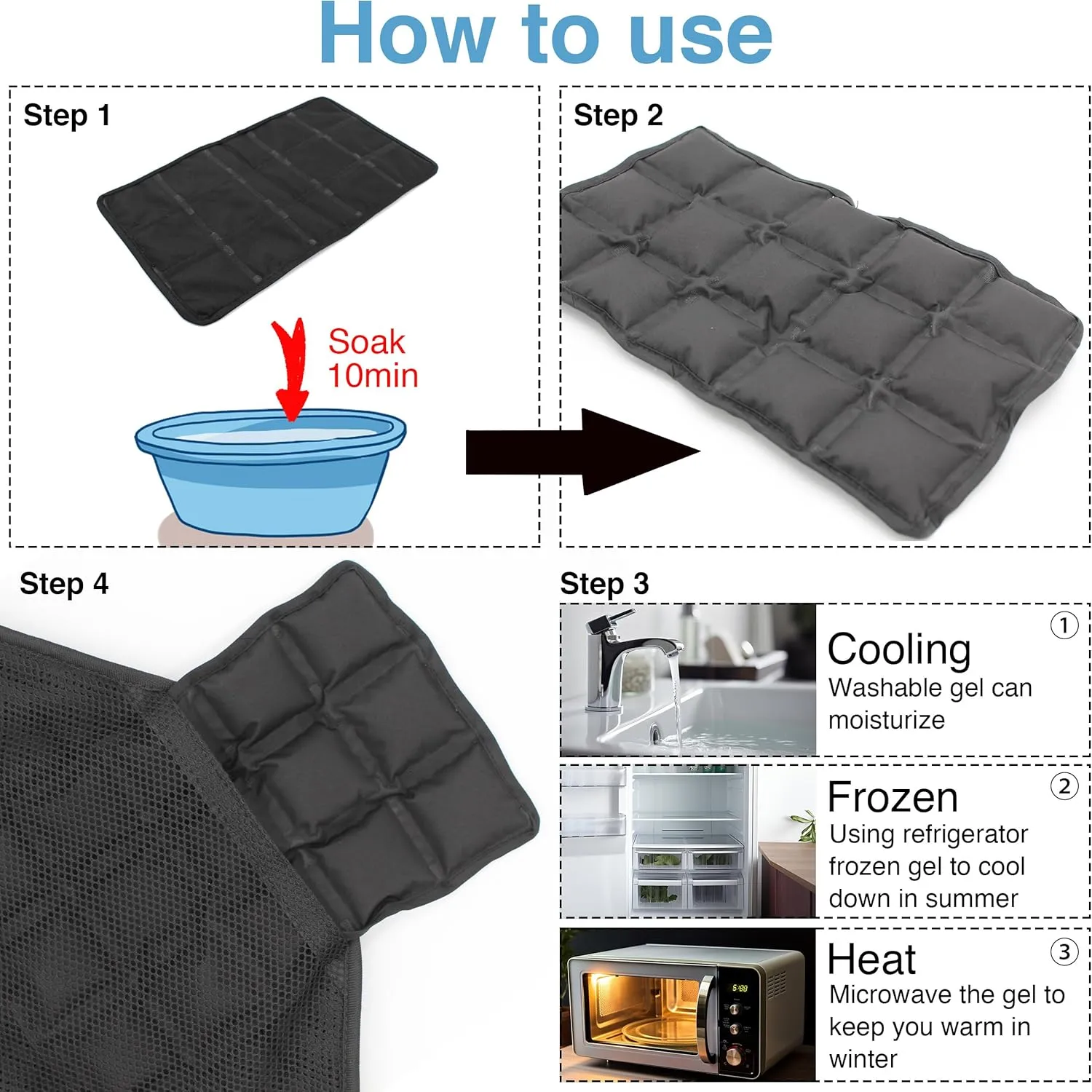 Tactical Dog Cooling Harness Vest with Gel Ice Packs, No Pull Cooling Vest for Summer, Dog Harness with Handle, Adjustable Dog Vest Harness for Summer Walking Hiking Training (Medium)