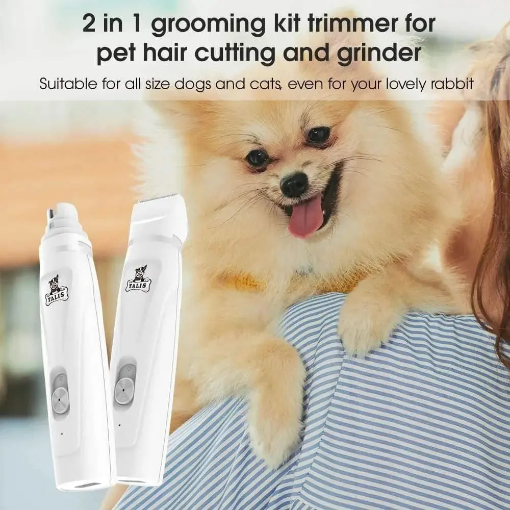 Talis Dog Nail Grinder and Electric Trimmer Hair Clippers Nail Kit for Cats, Dogs, Rabbits, Birds