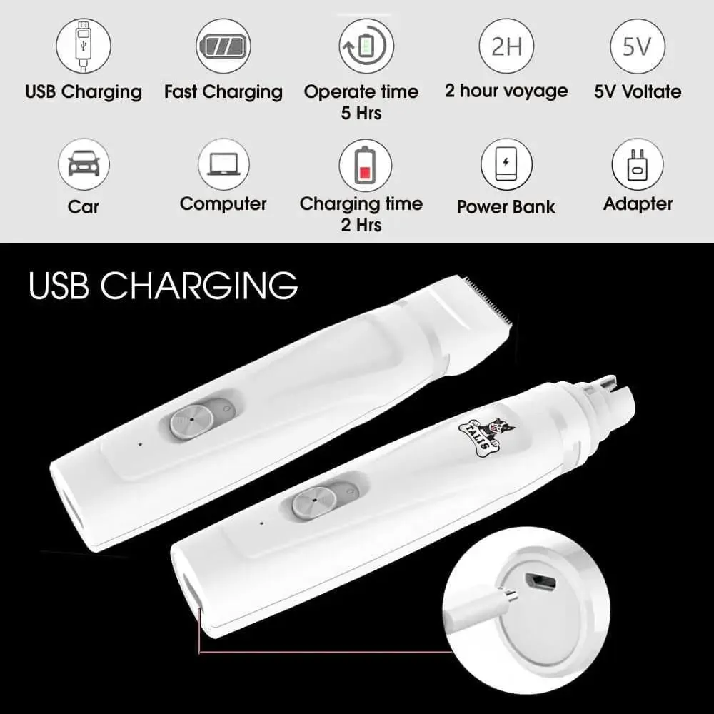 Talis Dog Nail Grinder and Electric Trimmer Hair Clippers Nail Kit for Cats, Dogs, Rabbits, Birds
